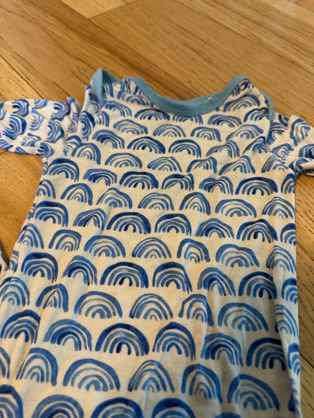 Little Sleepies Blue & White Wave Footed Pajamas with Mittens - Picture 5 of 5